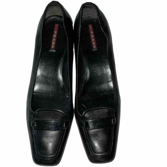 Prada Sport Black Leather Loafer Pumps Size 40 - Picture 1 of 14